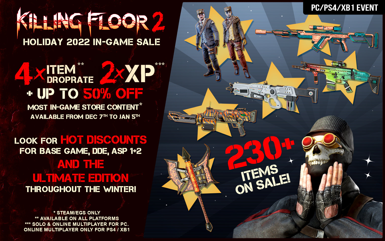 Killing Floor 2: The Double XP, Quadruple drops, and in game sale is live!